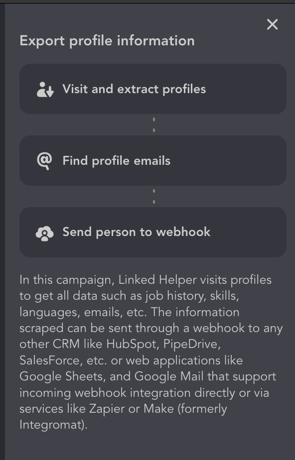 Best LinkedIn Bot – Exporting Profiles via Webhook