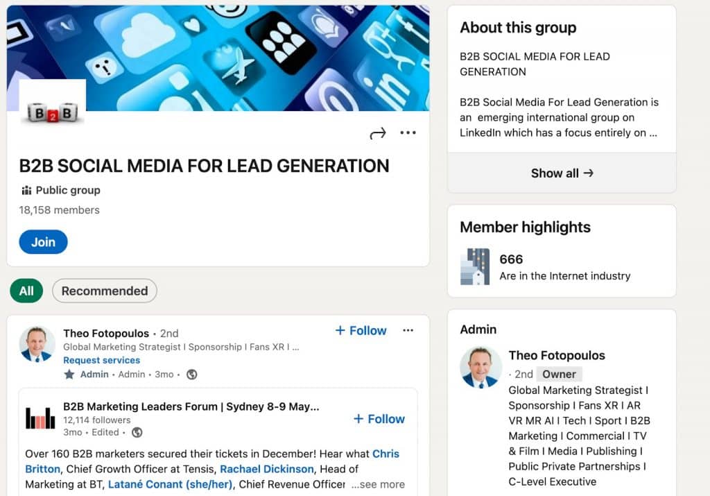 LinkedIn groups to join to target B2B companies - B2B social media for lead generation
