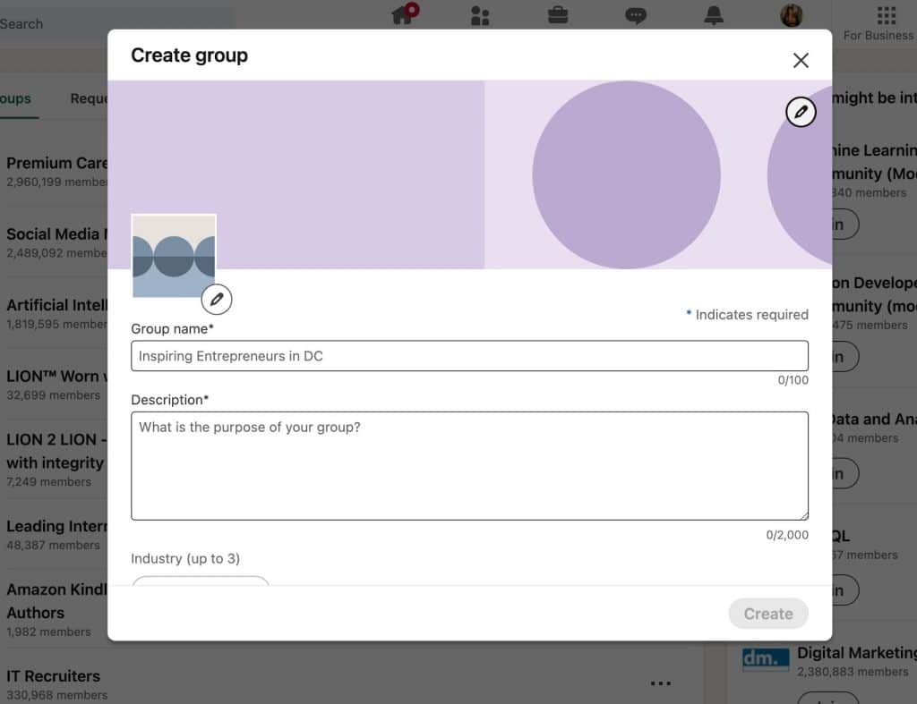 How to create a LinkedIn group - information fields to fill about a group