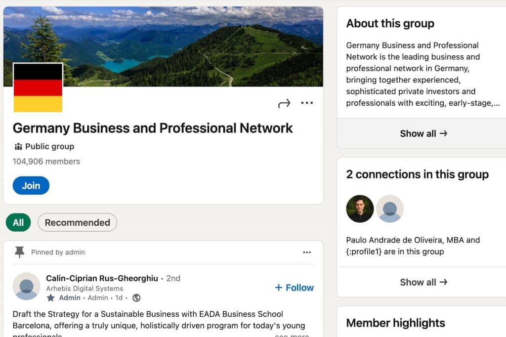 Professional groups on LinkedIn - Germany Business and Professional Network (local)