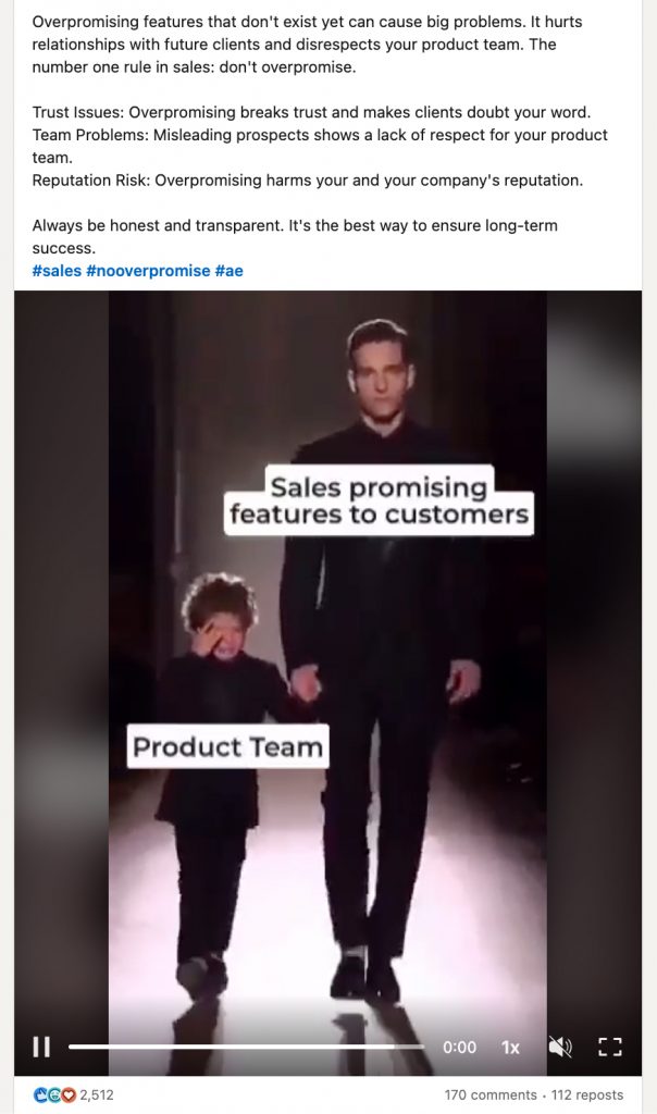 What to post on LinkedIn business page - example of post with meme