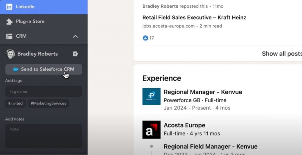 CRMs that integrate with LinkedIn - button to send lead to CRM