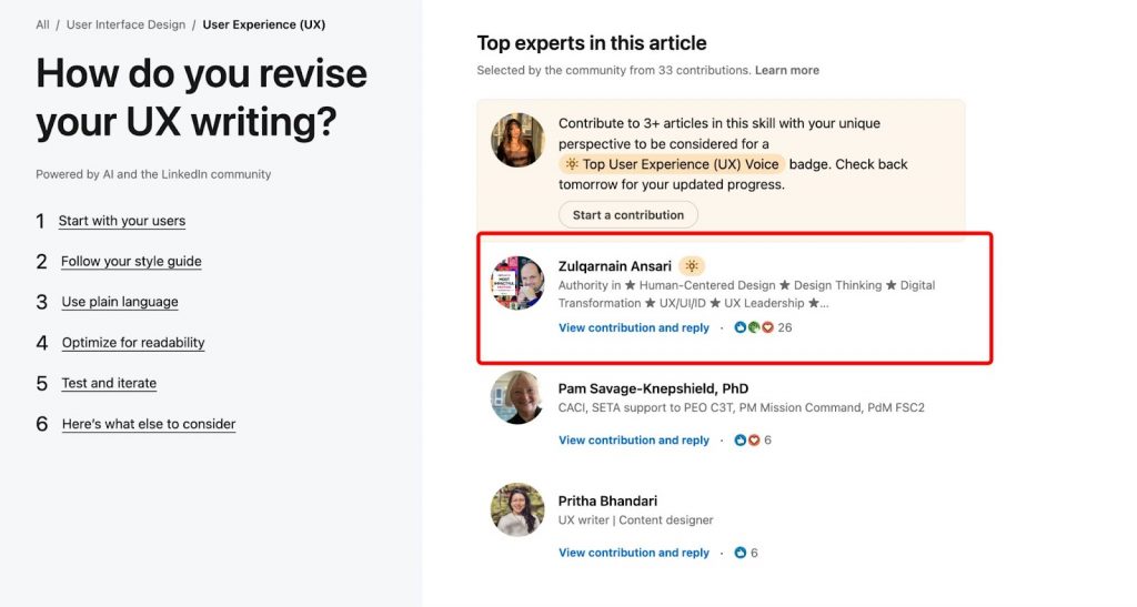 What to comment on a LinkedIn post - example of reactions for collaborative articles