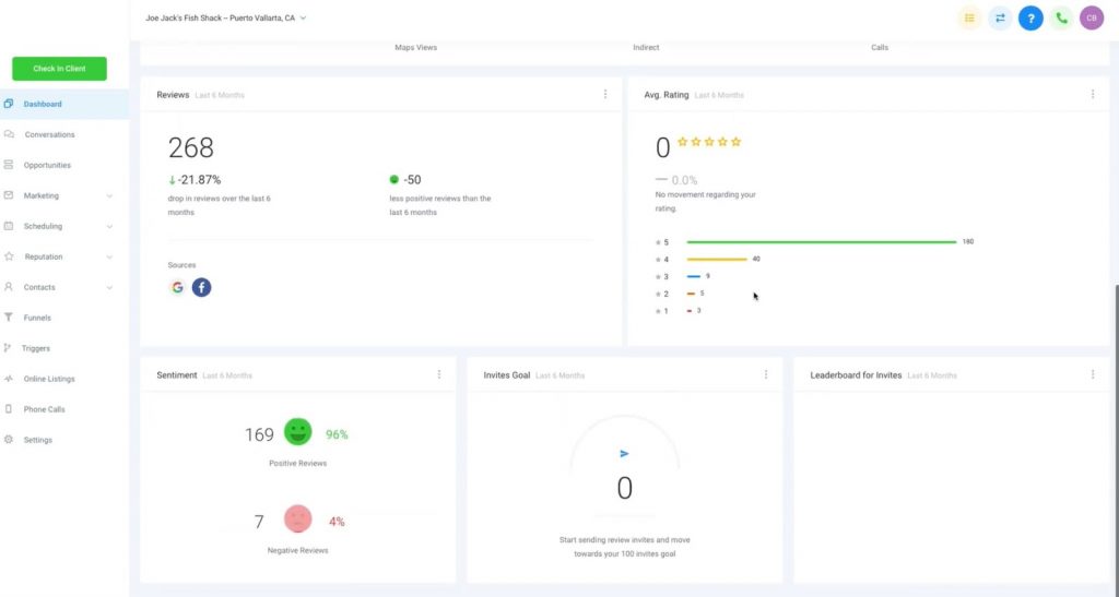 CRMs that integrate with LinkedIn - HighLevel CRM interface