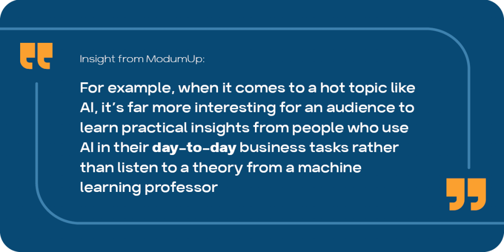 insight from modumup about topics for live