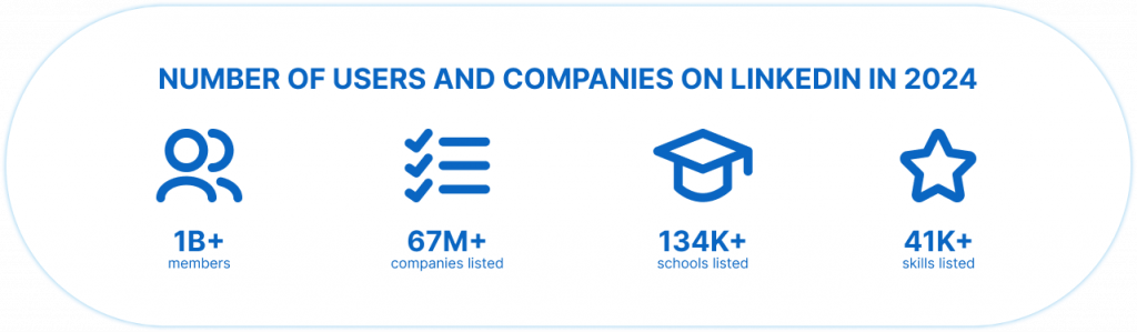 Number of users and companies on LinkedIn in 2024