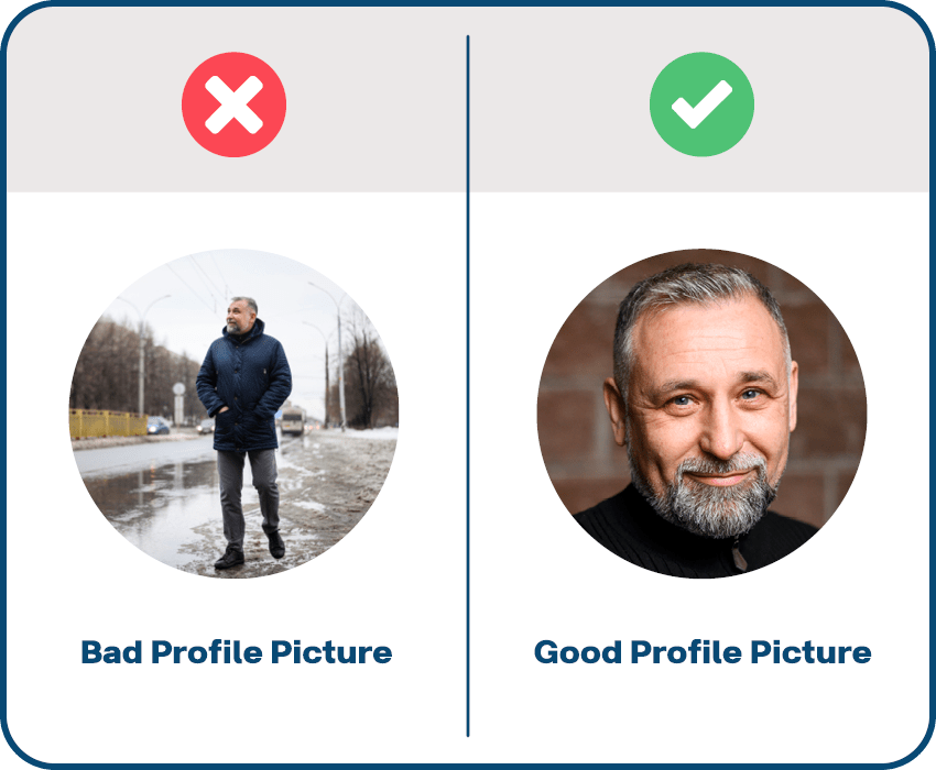 Example of good and bad profile photos.