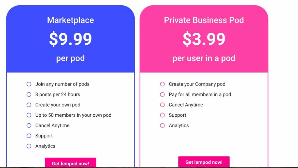 Podawaa subscription plan screenshot.