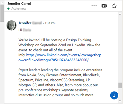 linkedin message events