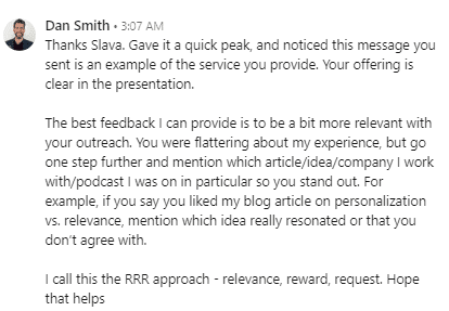 linkedin reply message screenshot