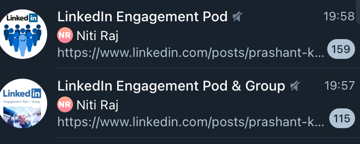 Examples of Manual pods in Telegram