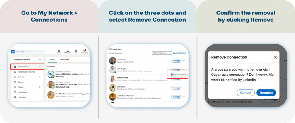 Remove LinkedIn connection tutorial