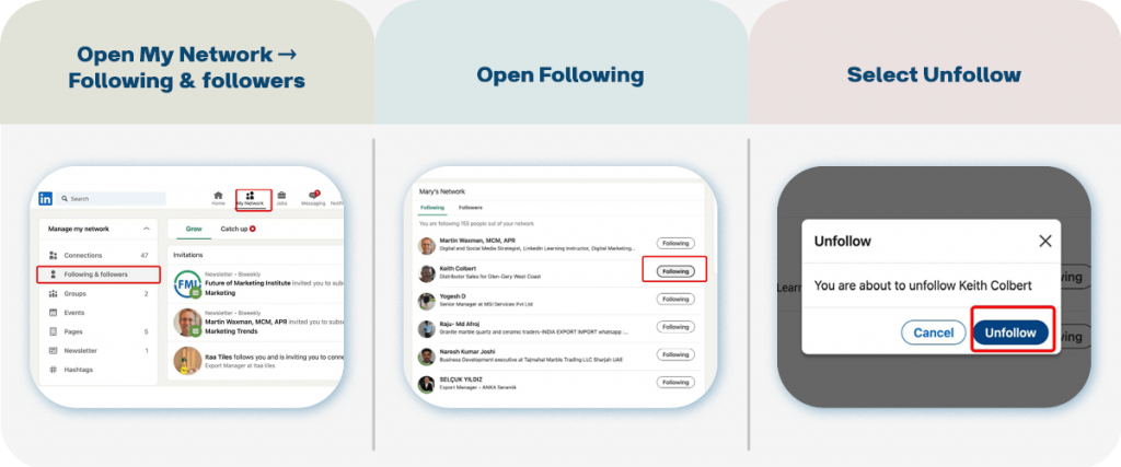 How to unfollow on LinkedIn