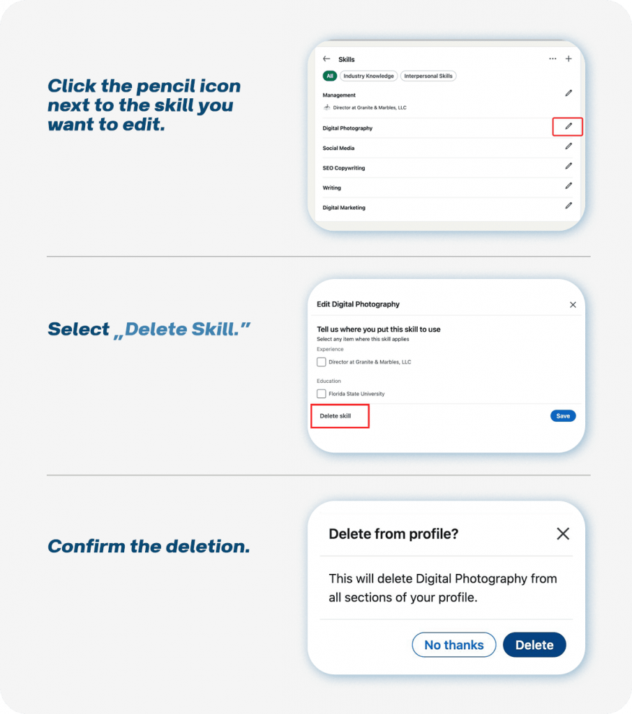 How to delete skills on LinkedIn
