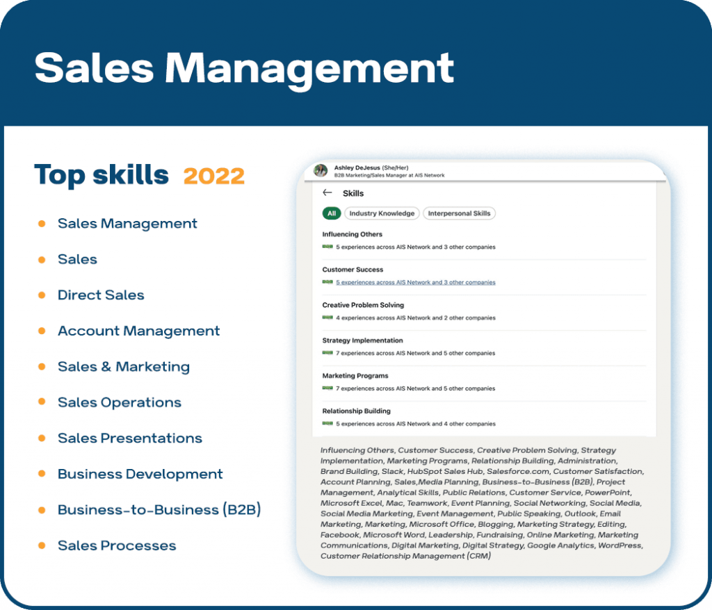 Best skills to put on LinkedIn by niches Sales  