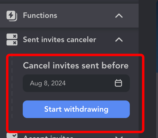 Cancel pending invites in LinkedIn - Linked Helper menu calendar.