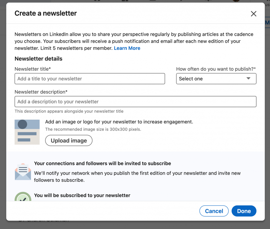 Creating a newsletter form