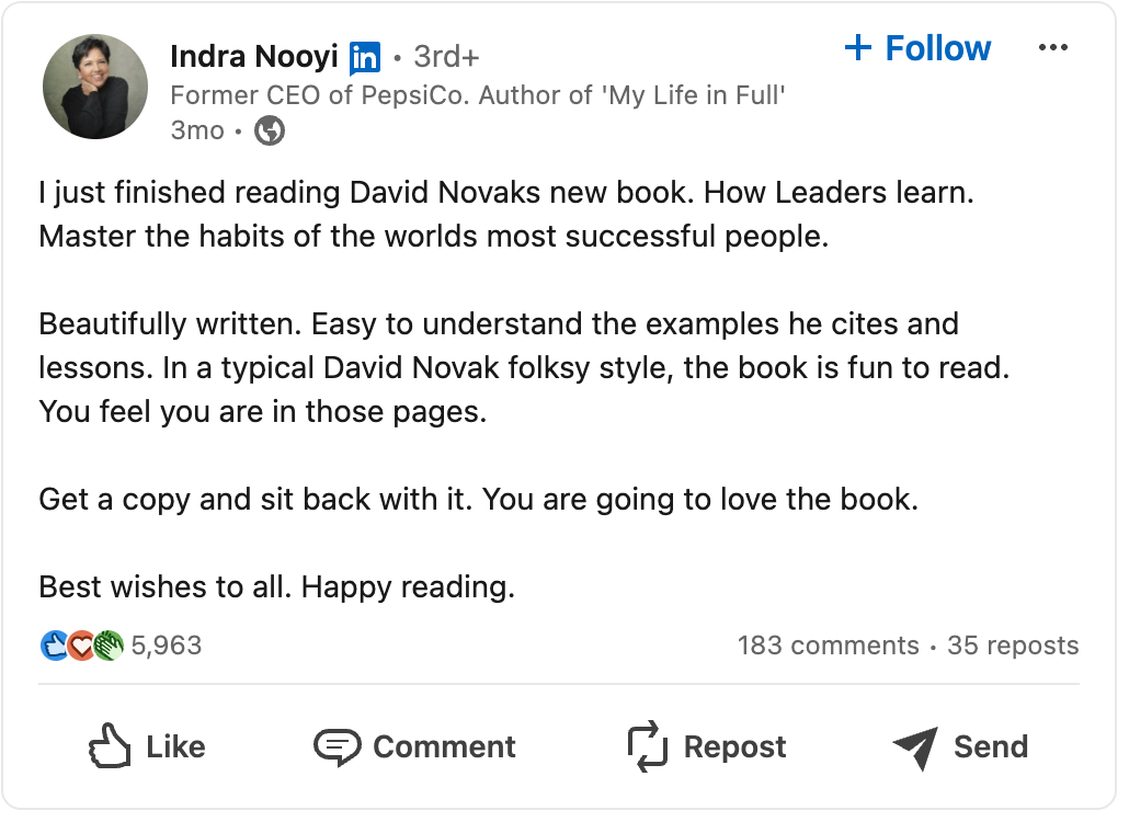 Use LinkedIn for personal branding - screenshot of a book review post.