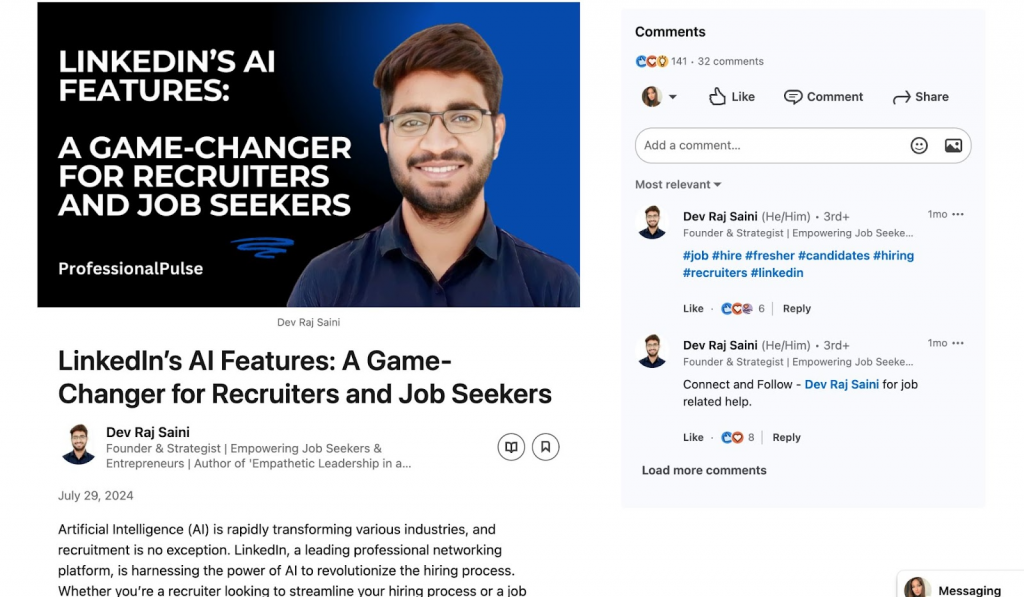 Article by Dev Raj Saini - Examples of LinkedIn Articles