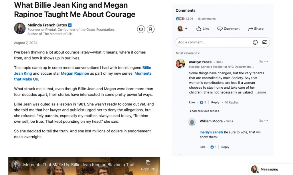 Article by Melinda Gates - Examples of LinkedIn Articles