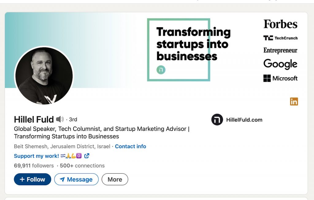 Use LinkedIn for personal branding - example in Technology