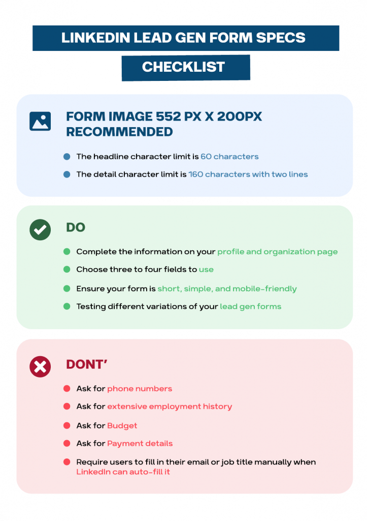 LinkedIn lead gen form specs