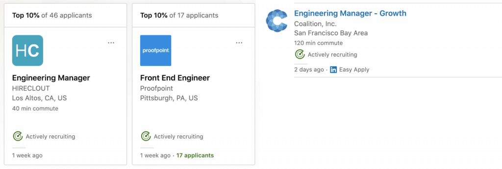 What is “Actively recruiting” on LinkedIn (screenshot)