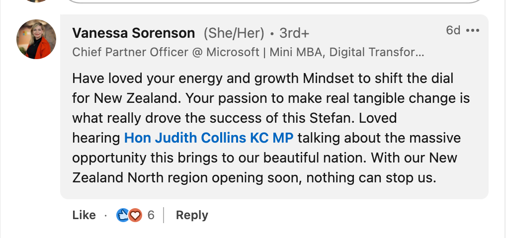 LinkedIn comment example of a post-AI Summit acknowledgment