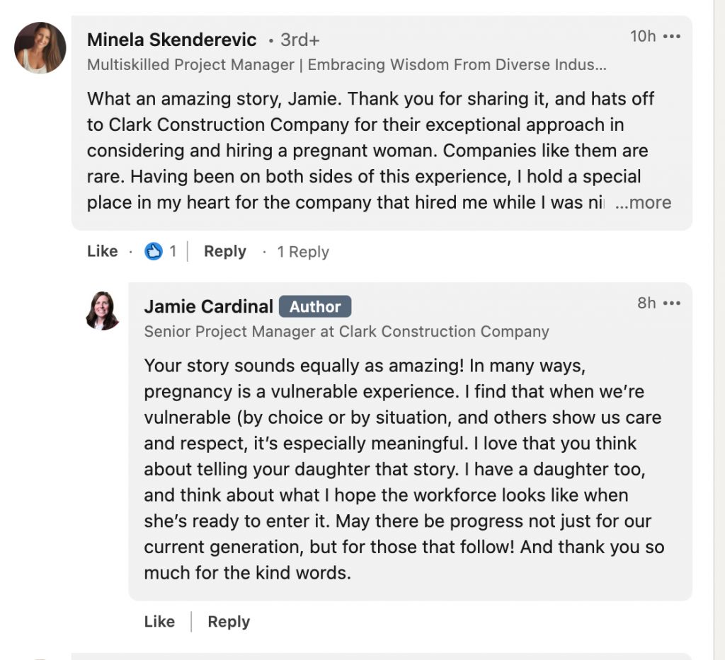 LinkedIn comment example - highlight common ground 