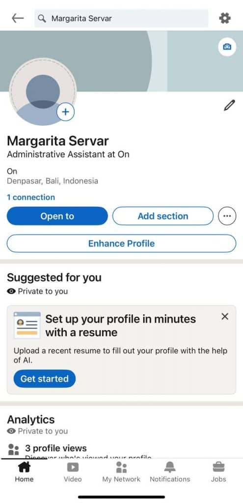 main page mobile settings linkedin