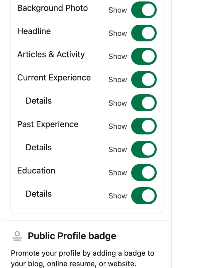 LinkedIn private mode - Edit your public profile, block settings