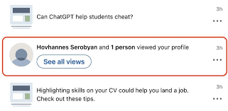 LinkedIn profile view notification with private mode off