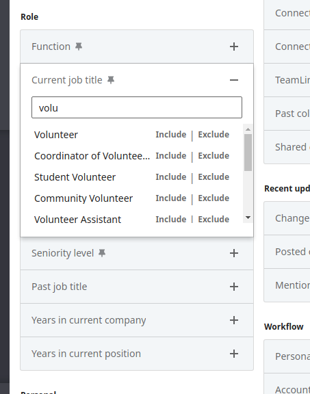 Finding Profiles with Volunteer Experience