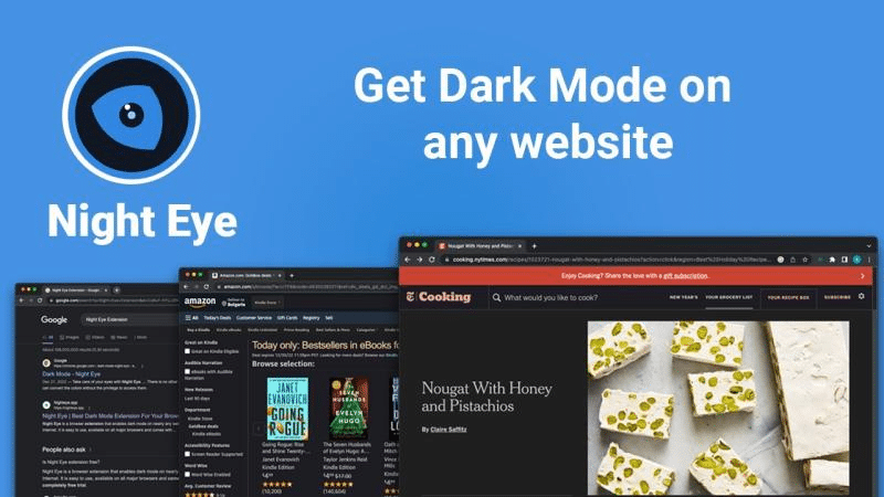 A browser extension interface displaying LinkedIn’s dark mode activation, allowing users to apply a dark theme