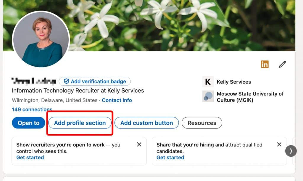 add profile section linkedin