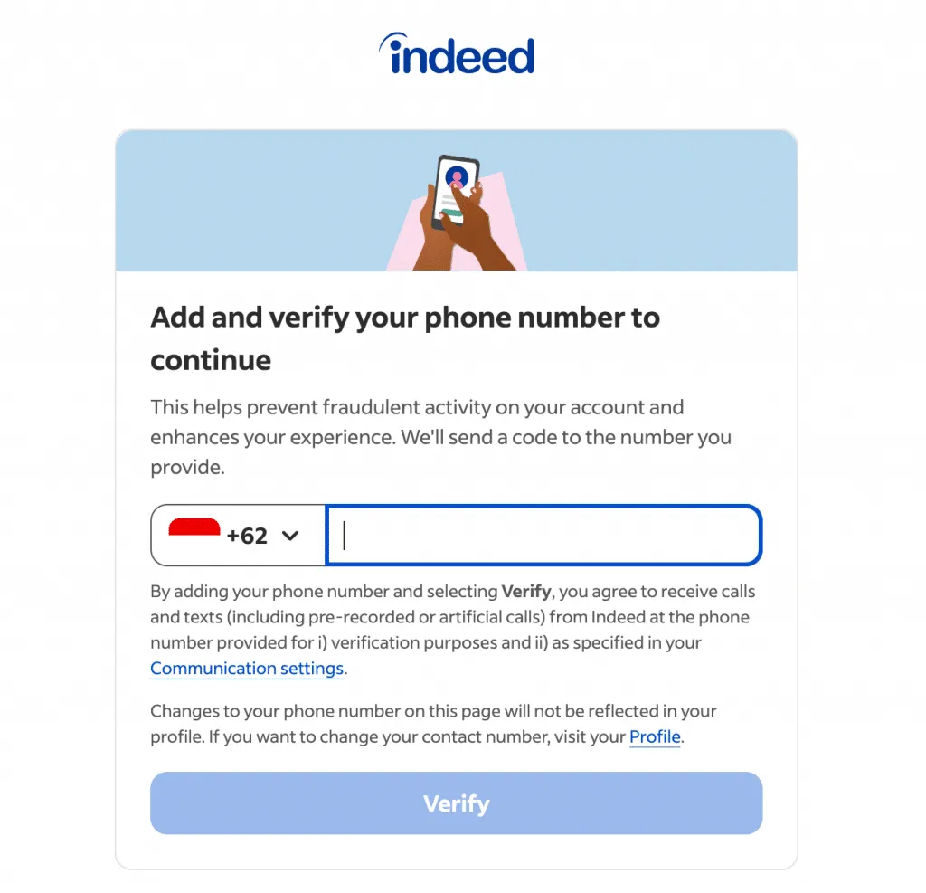 indeed vs linkedin registration process requires phone number