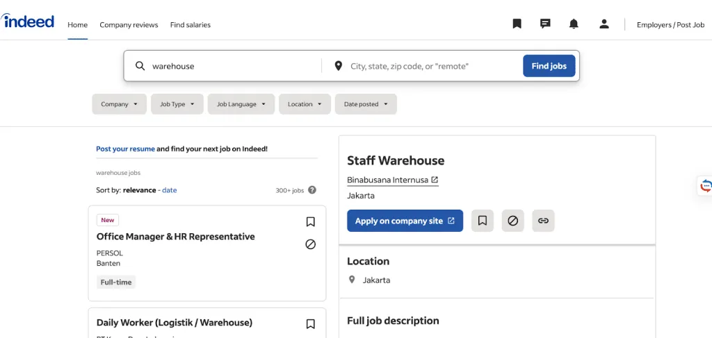 indeed vs linkedin for job search search bar in indeed