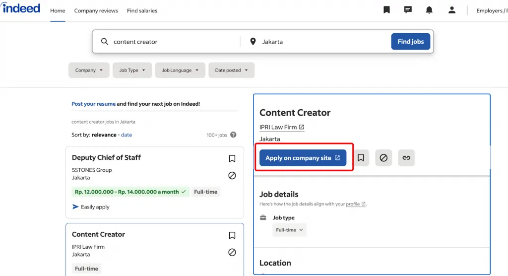 indeed vs linkedin for job search search bar apply button indeed