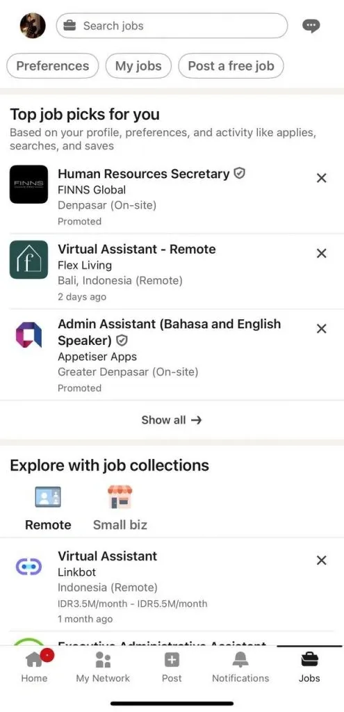ios app how to change LinkedIn job alerts
