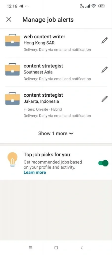 manage job alerts how to add a job alert on LinkedIn