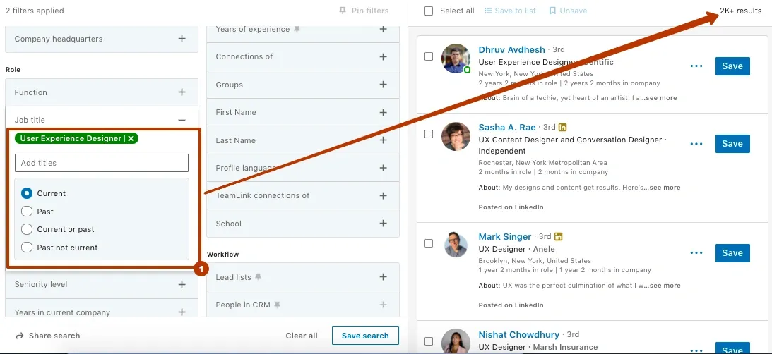 advanced people search linkedin by job title