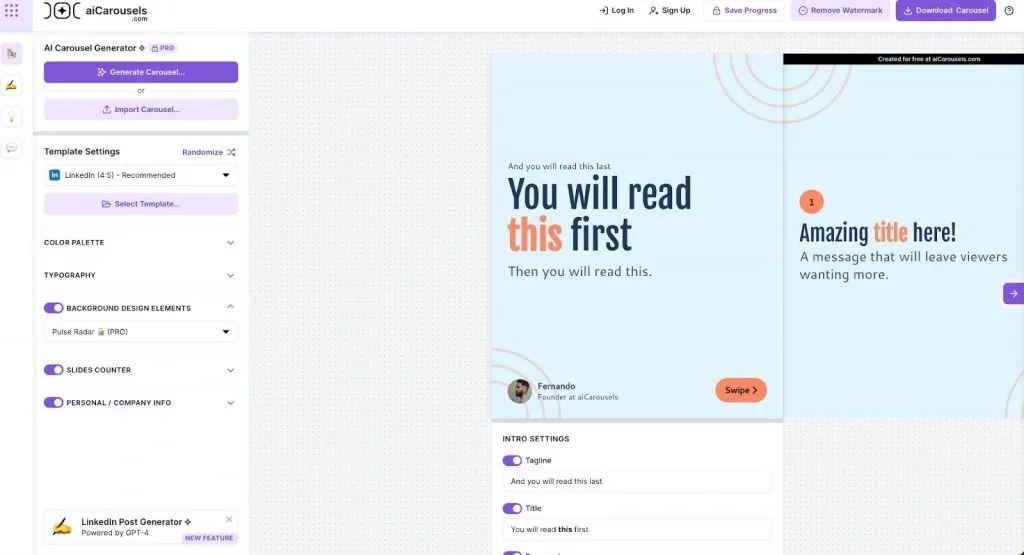 What is a LinkedIn carousel generator - AI Carousels