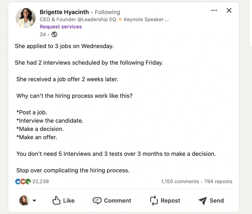 Example of a LinkedIn post with over 1K comments, demonstrating the power of engagement.