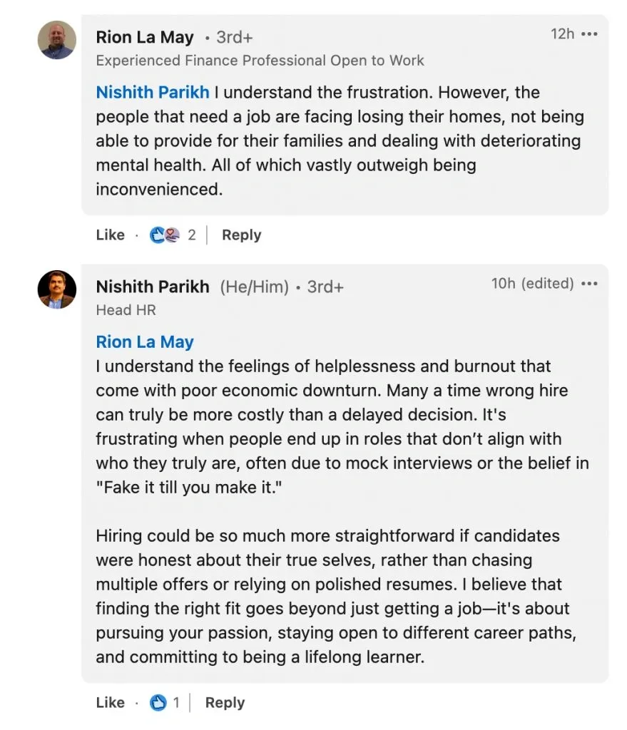 LinkedIn comment example - encourage discussion