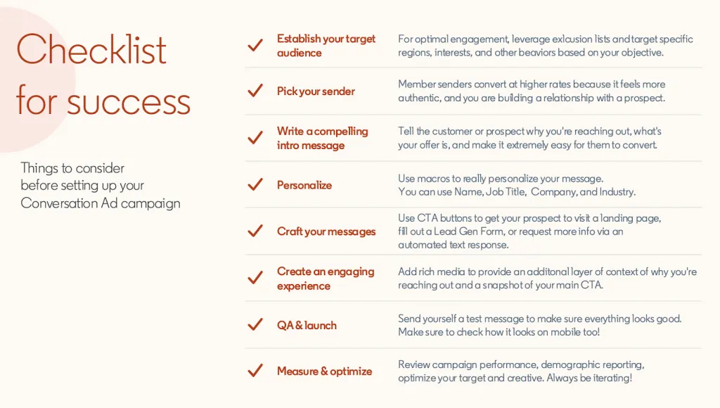 conversation ads on LinkedIn checklist