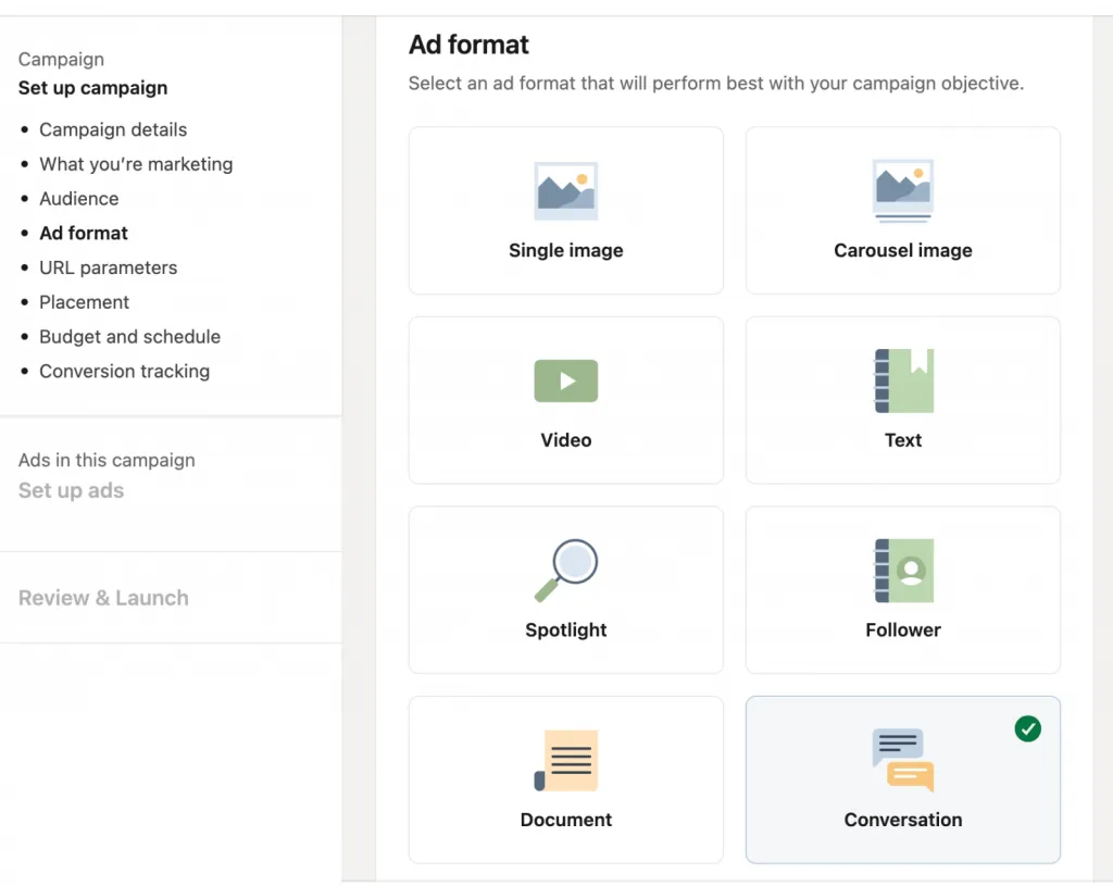 linkedin conversation ads performance ad format