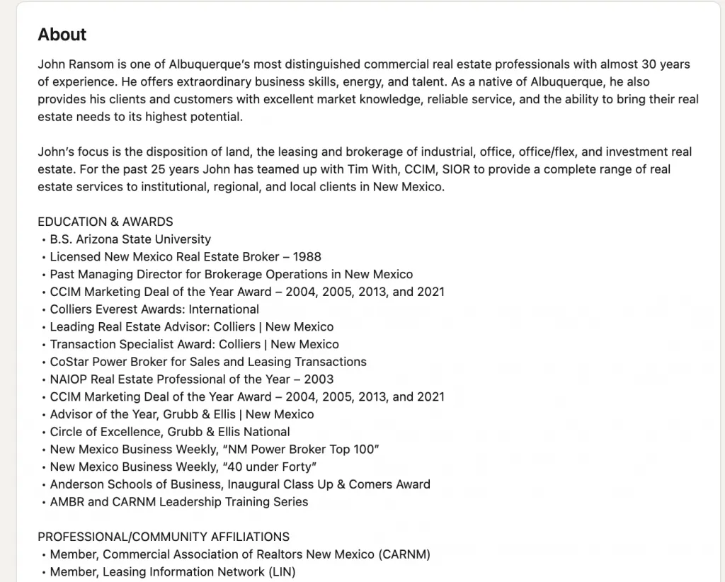 summary on linkedin easy apply