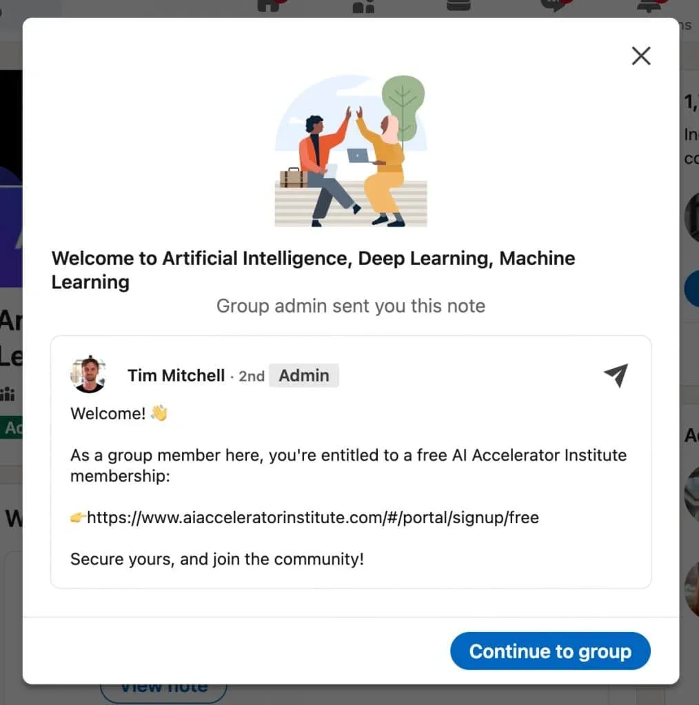 How to use LinkedIn groups with welcome notes example