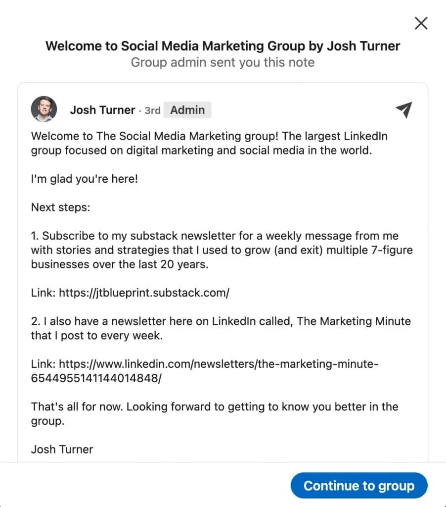 group description ideas - try welcome message for new members