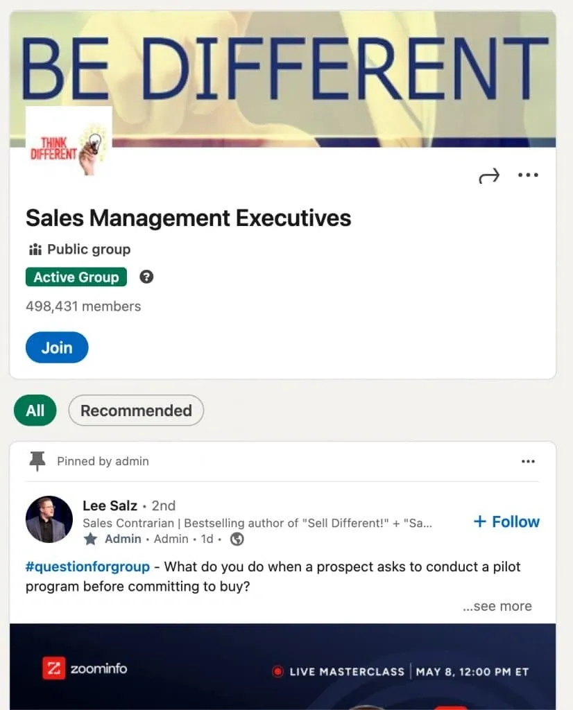 LinkedIn groups to join to target B2B companies - Sales Management Executives